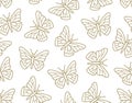 Butterfly seamless pattern. Flying insects background, cute butterflies flat line icons for kids decor, spring wallpaper Royalty Free Stock Photo