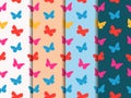 Butterfly seamless pattern. Set of seamless patterns. Multicolor butterflies.