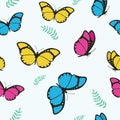 Butterfly seamless pattern stock vector. Print design for baby or kids fabric Royalty Free Stock Photo