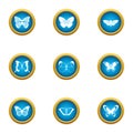 Butterfly search icons set, flat style Royalty Free Stock Photo