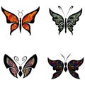 Set of four colorful butterflies Royalty Free Stock Photo