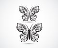 Butterfly set mandala art logo vector image design template