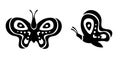 Butterfly set. Stencil butterfly, moth wings and flying insects. Butterflies tattoo sketch, fly insect black hand drawn Royalty Free Stock Photo