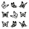 Butterfly of silhouette icon set vector illustration. Royalty Free Stock Photo