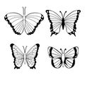 Butterfly silhouette icons set. Vector Illustrations. Royalty Free Stock Photo