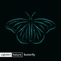 Butterfly silhouette of lights on black background Royalty Free Stock Photo