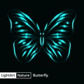 Butterfly silhouette of lights on black background Royalty Free Stock Photo