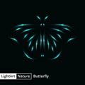 Butterfly silhouette of lights on black background Royalty Free Stock Photo