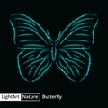 Butterfly silhouette of lights on black background Royalty Free Stock Photo