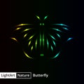 Butterfly silhouette of lights on black background Royalty Free Stock Photo