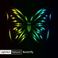 Butterfly silhouette of lights on black background Royalty Free Stock Photo