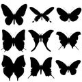 Butterfly silhouette set. Icon collection.