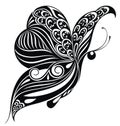 Butterfly silhouette. Vector Illustrations.Tribal Tattoo Design Elementst Royalty Free Stock Photo