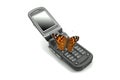 Butterfly sitting on a mobile phone