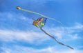 Butterfly and snake-shaped kites are floating in the sky. which are generally sold along the beach in Pattaya