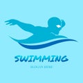 butterfly stroke swimming crawl logo design Royalty Free Stock Photo