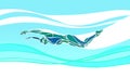 Butterfly Swimmer Color Silhouette. Sport swimming athlete