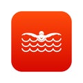 Butterfly swimmer icon digital red