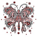 Butterfly with swirling decorative ornament Royalty Free Stock Photo