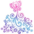 Butterfly and Swirls Doodle Vector