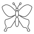 Butterfly thin line icon, Insects concept, beautiful flying insect sign on white background, Butterfly silhouette icon