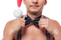 Butterfly tie on male stripper the neck Royalty Free Stock Photo