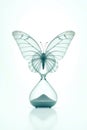 A butterfly is on top of a sand timer Royalty Free Stock Photo