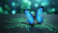 Butterfly transforming technology on circuit board Royalty Free Stock Photo