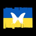 Butterfly and Ukrainian symbols. The concept of war in Ukraine Royalty Free Stock Photo