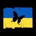 Butterfly and Ukrainian symbols. The concept of war in Ukraine Royalty Free Stock Photo
