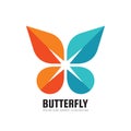 Butterfly - vector business logo template creative illustration in flat style. Abstract concept icon. Geometric positive symbol. Royalty Free Stock Photo