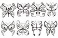 Decorative Set of spring butterflies isolated on white background.Vector illustration