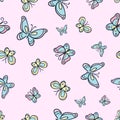 Butterfly vector pattern with colorful cartoon butterflies Royalty Free Stock Photo