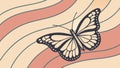 Butterfly on Wavy Striped Background Vector, vector design Generative AI Royalty Free Stock Photo