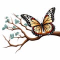 Butterfly on White Background Serene Presence