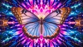 Butterfly wing fractal majestic, vibrant colors, abstract, illuminated, beauty in nature generated by AI Royalty Free Stock Photo