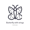 butterfly with wings outline icon. isolated line vector illustration from animals collection. editable thin stroke butterfly with