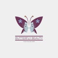 butterfly woman face beauty salon spa logo template design for brand or company and other Royalty Free Stock Photo