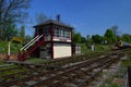 Butterley Signal Box at The Midland Railway with EMU in background UK
