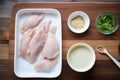 buttermilk chicken marinade preparation, shallow dish