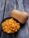 Butternut squash cubes Royalty Free Stock Photo