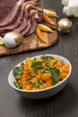 Butternut Squash with Green Peas Sidedish