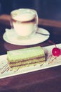 Butterscotch latte and green tea choco cake