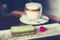 Butterscotch latte and green tea choco cake