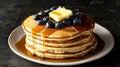 Buttery Blueberry Pancakes Breakfast Royalty Free Stock Photo