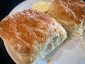 Buttery homemade biscuits for breakfast at a dinner in the USA