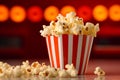 Buttery Popcorn movie snack on table. Generate Ai
