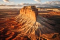 The Buttes of Capitol Reef National Park in United States of America, sandstone Butte in Utah desert valley at sunset, Capitol