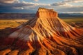 The Buttes of the Vermillion Cliffs National Monument in Arizona, Aerial view of a sandstone Butte in Utah desert valley at sunset Royalty Free Stock Photo