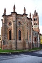 Buttigliera Alta, Piedmont, Italy -10-22-2022- The Gothic abbey of San Antonio di Ranverso at the entrance to the Susa valley